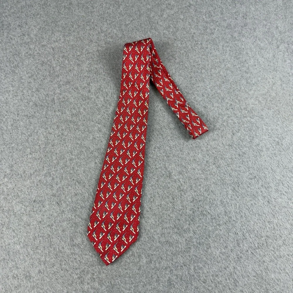 Vineyard Vines Boys Silk Tie Red Snowboarder Novelty Made USA 48x3